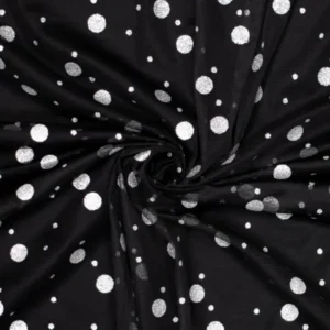 Tüll Punkte – 100% PL – Stricktüll, Farbe Schwarz, Silber – Bild 1