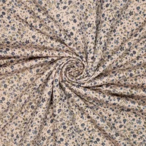 Jersey Flowers – 65% VI / 35% PL – Jerseystoffe, Farbe Beige, Blau, Grün – Bild 1