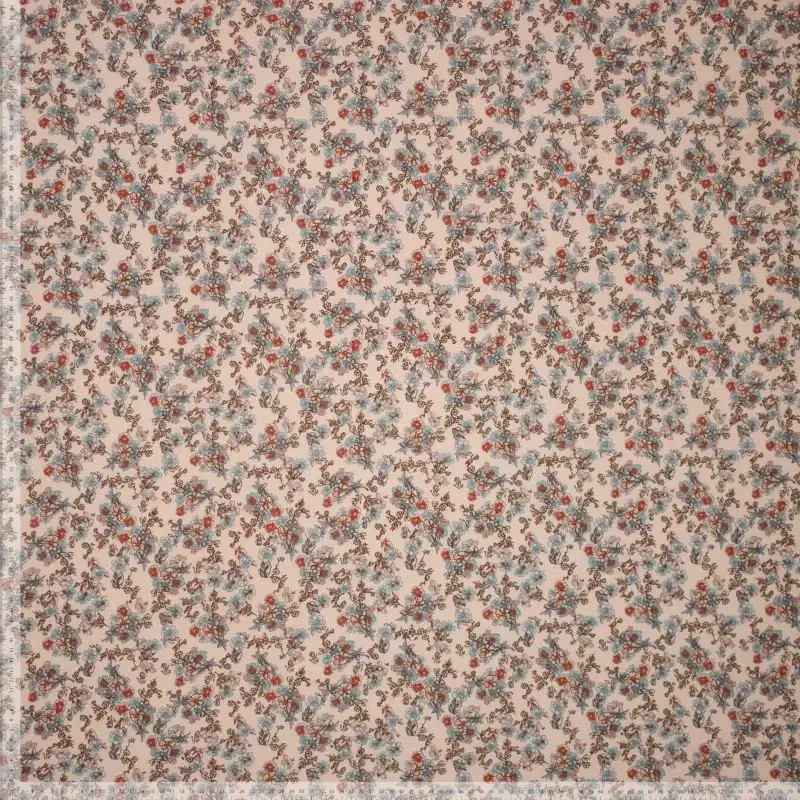 Jersey Flowers – 65% VI / 35% PL – Jerseystoffe, Farbe Beige, Rot, Blau – Bild 3