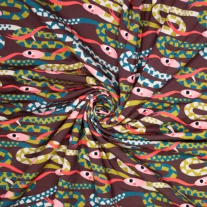 Moos Snakes – 95% CO / 5% EA – Jerseystoffe, Farbe Braun – Bild 1