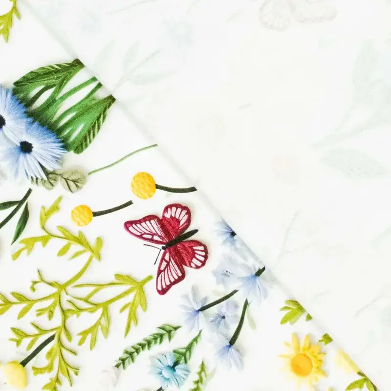 Gewebte Co-Dig-Leinwand Sarah 3D-Blumen – 100% CO – Druckstoffe, Farbe Weiß – Bild 2